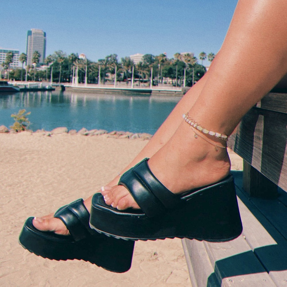 Black Wedge Sandal
